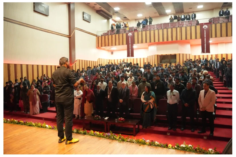 A StoryMatters session in progress, speaker addressing a full auditorium